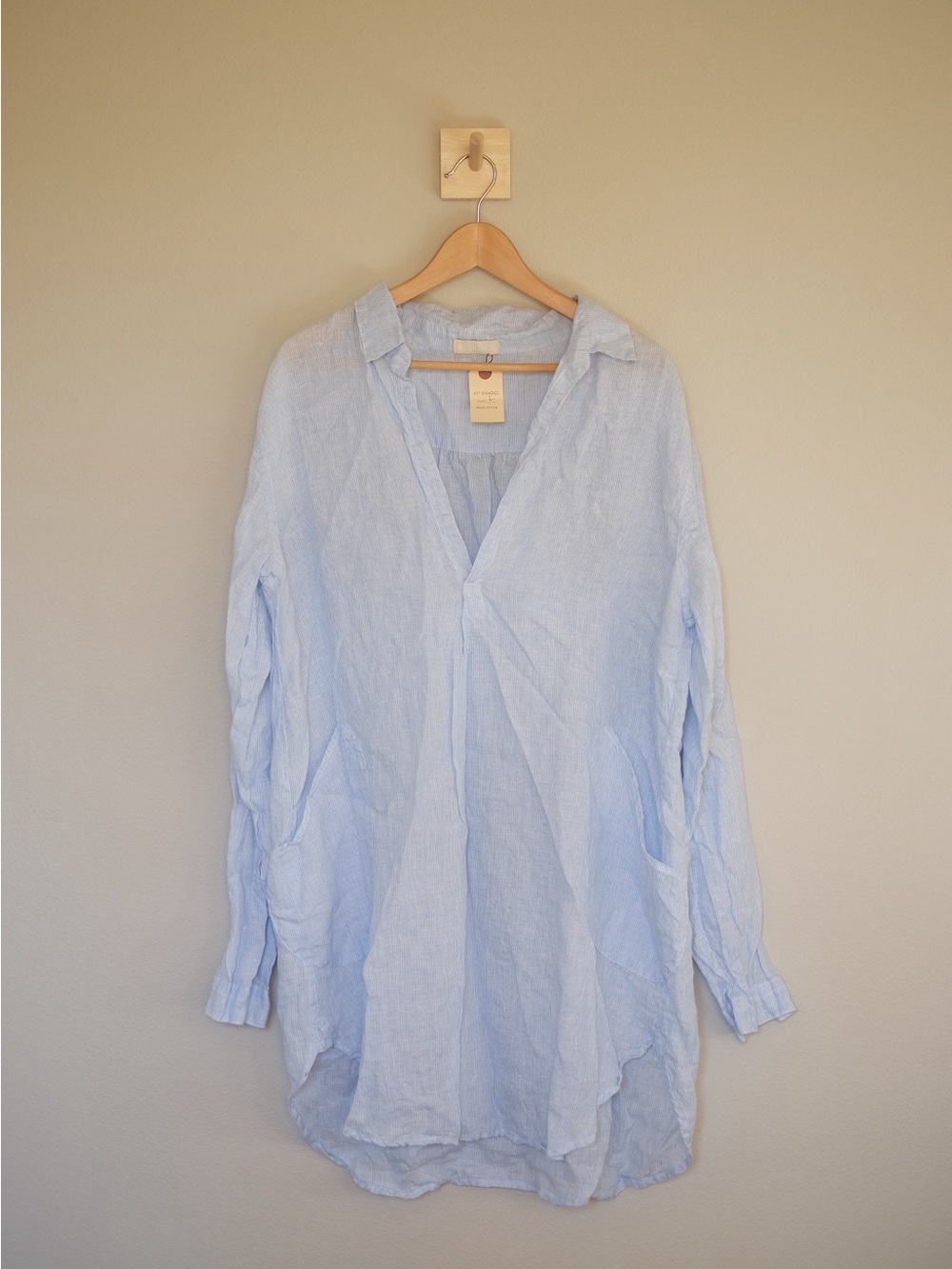 NWT CP Shades Linen Pin Striped Teton Tunic Shirt